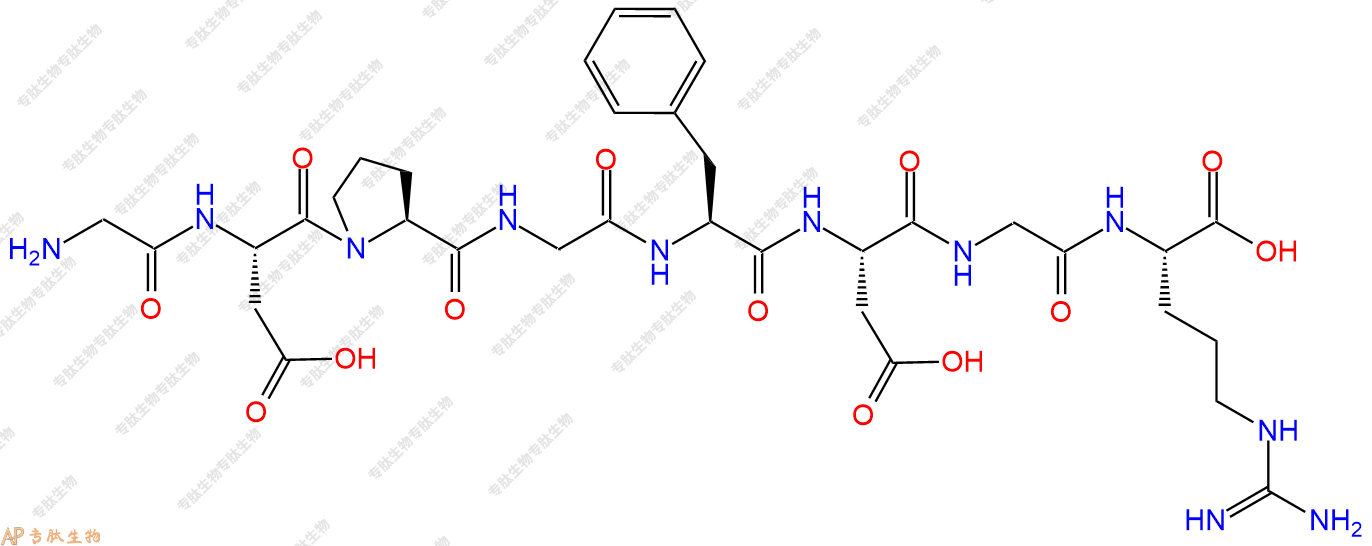 专肽生物产品H2N-Gly-Asp-Pro-Gly-Phe-Asp-Gly-Arg-OH