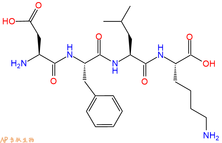 专肽生物产品H2N-Asp-Phe-Leu-Lys-OH