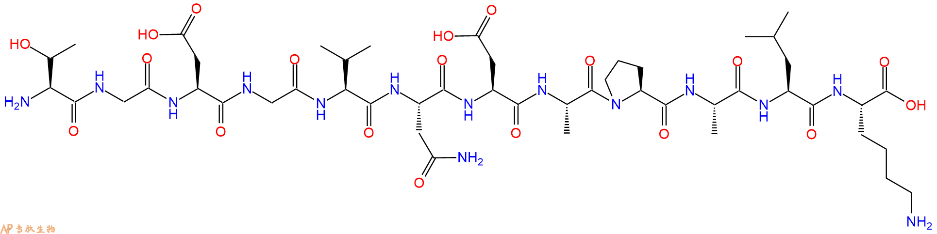 专肽生物产品H2N-Thr-Gly-Asp-Gly-Val-Asn-Asp-Ala-Pro-Ala-Leu-Lys-OH