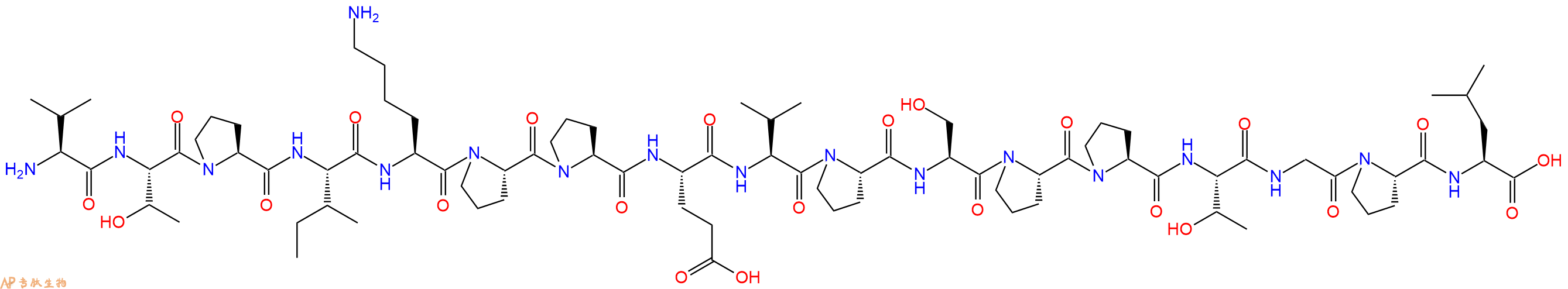 专肽生物产品H2N-Val-Thr-Pro-Ile-Lys-Pro-Pro-Glu-Val-Pro-Ser-Pro-Pro-Thr-Gly-Pro-Leu-OH