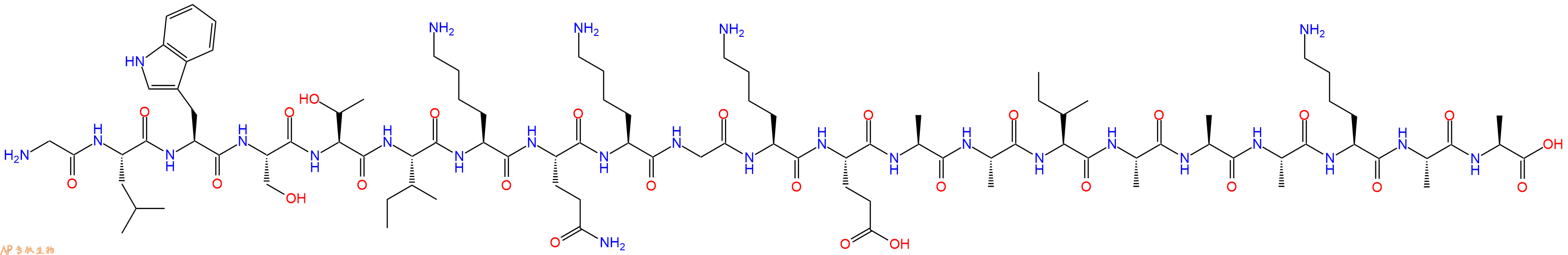 专肽生物产品H2N-Gly-Leu-Trp-Ser-Thr-Ile-Lys-Gln-Lys-Gly-Lys-Glu-Ala-Ala-Ile-Ala-Ala-Ala-Lys-Ala-Ala-OH