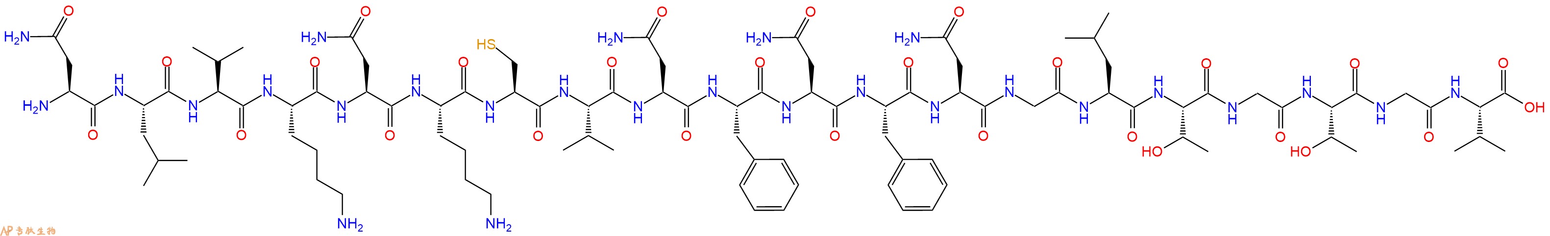 专肽生物产品H2N-Asn-Leu-Val-Lys-Asn-Lys-Cys-Val-Asn-Phe-Asn-Phe-Asn-Gly-Leu-Thr-Gly-Thr-Gly-Val-OH