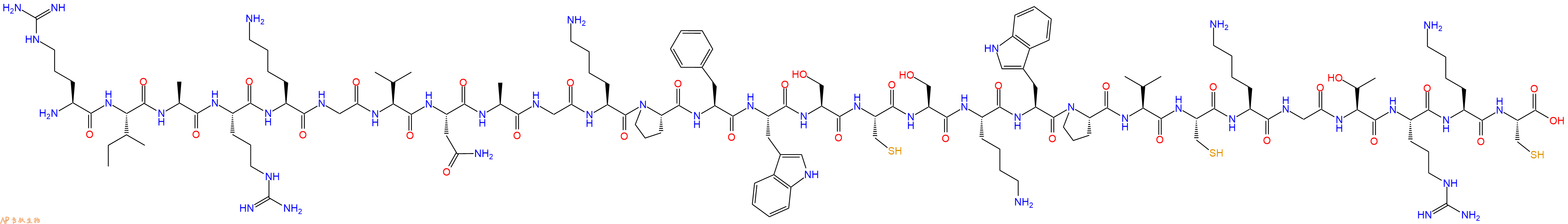 专肽生物产品H2N-Arg-Ile-Ala-Arg-Lys-Gly-Val-Asn-Ala-Gly-Lys-Pro-Phe-Trp-Ser-Cys-Ser-Lys-Trp-Pro-Val-Cys-Lys-Gly-Thr-Arg-Lys-Cys-OH