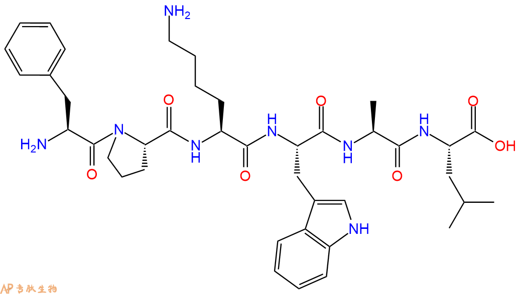 专肽生物产品H2N-Phe-Pro-Lys-Trp-Ala-Leu-OH