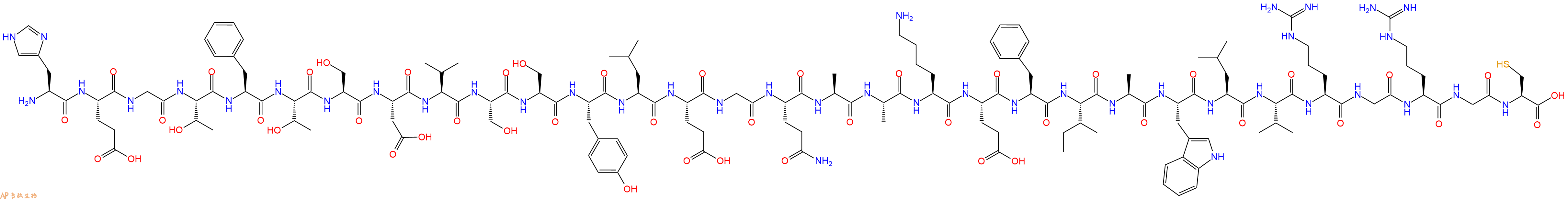 专肽生物产品H2N-His-Glu-Gly-Thr-Phe-Thr-Ser-Asp-Val-Ser-Ser-Tyr-Leu-Glu-Gly-Gln-Ala-Ala-Lys-Glu-Phe-Ile-Ala-Trp-Leu-Val-Arg-Gly-Arg-Gly-Cys-OH
