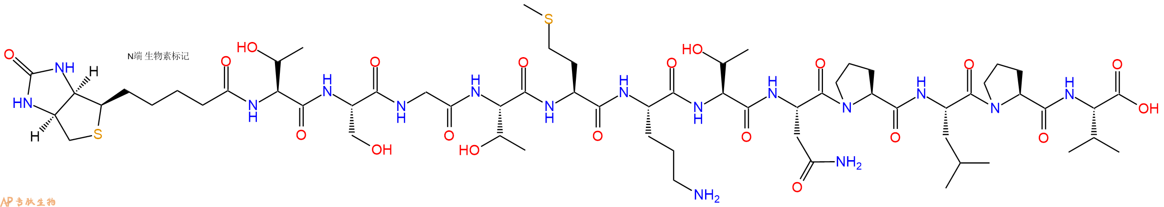 专肽生物产品Biotinyl-Thr-Ser-Gly-Thr-Met-Orn-Thr-Asn-Pro-Leu-Pro-Val-OH