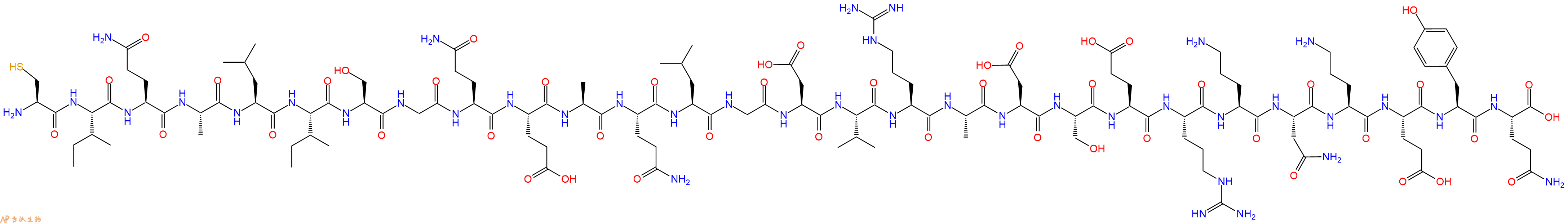专肽生物产品H2N-Cys-Ile-Gln-Ala-Leu-Ile-Ser-Gly-Gln-Glu-Ala-Gln-Leu-Gly-Asp-Val-Arg-Ala-Asp-Ser-Glu-Arg-Orn-Asn-Orn-Glu-Tyr-Gln-OH