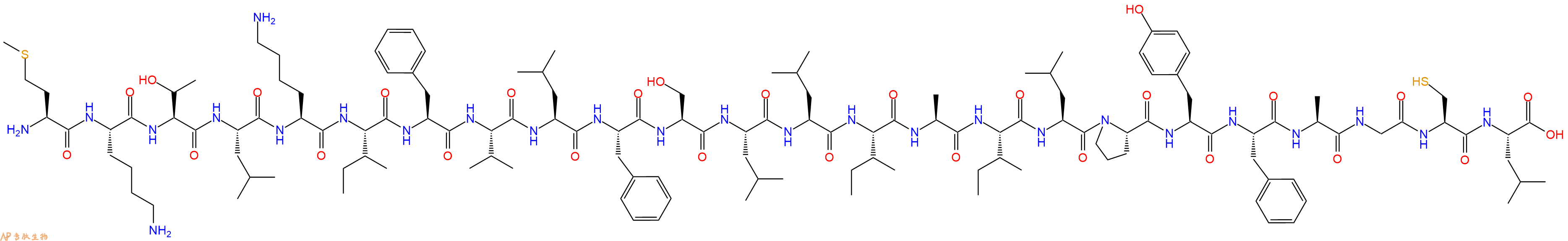 专肽生物产品H2N-Met-Lys-Thr-Leu-Lys-Ile-Phe-Val-Leu-Phe-Ser-Leu-Leu-Ile-Ala-Ile-Leu-Pro-Tyr-Phe-Ala-Gly-Cys-Leu-OH