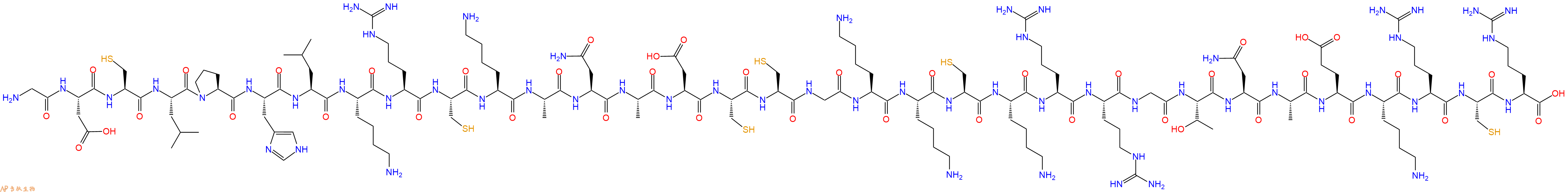 专肽生物产品H2N-Gly-Asp-Cys-Leu-Pro-His-Leu-Lys-Arg-Cys-Lys-Ala-Asn-Ala-Asp-Cys-Cys-Gly-Lys-Lys-Cys-Lys-Arg-Arg-Gly-Thr-Asn-Ala-Glu-Lys-Arg-Cys-Arg-OH