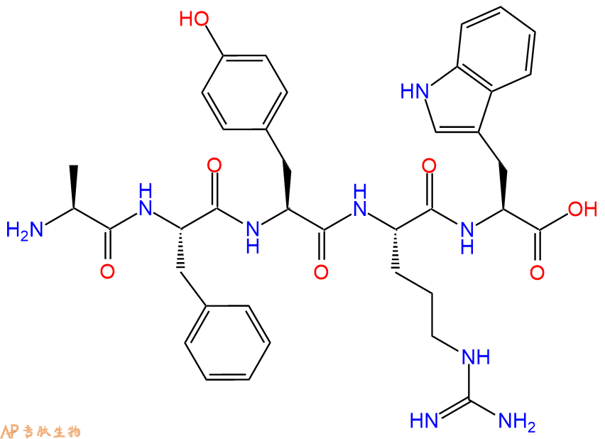 专肽生物产品H2N-Ala-Phe-Tyr-Arg-Trp-OH