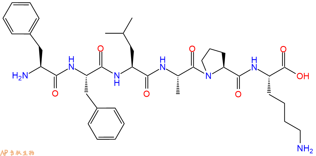 专肽生物产品H2N-Phe-Phe-Leu-Ala-Pro-Lys-OH
