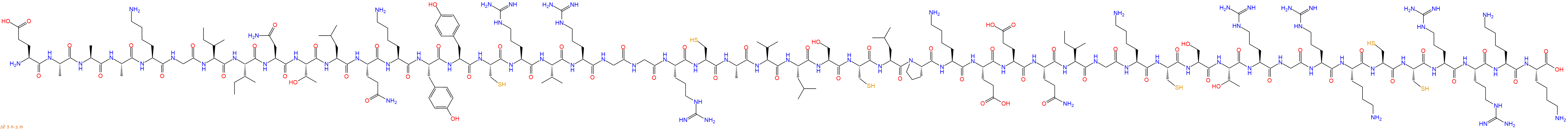 专肽生物产品H2N-Glu-Ala-Ala-Ala-Lys-Gly-Ile-Ile-Asn-Thr-Leu-Gln-Lys-Tyr-Tyr-Cys-Arg-Val-Arg-Gly-Gly-Arg-Cys-Ala-Val-Leu-Ser-Cys-Leu-Pro-Lys-Glu-Glu-Gln-Ile-Gly-Lys-Cys-Ser-Thr-Arg-Gly-Arg-Lys-Cys-Cys-Arg-Arg-Lys-Lys-OH