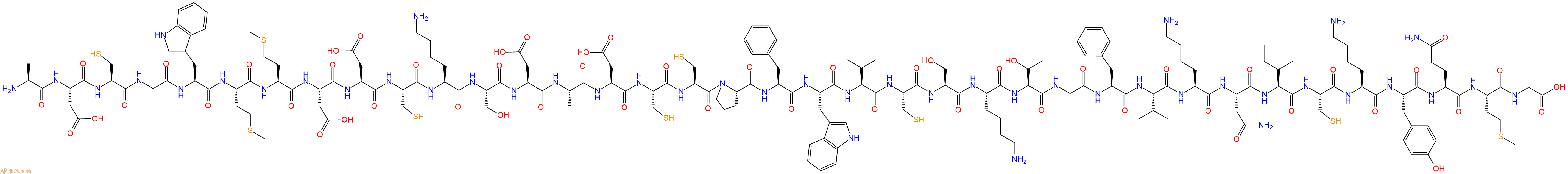 专肽生物产品H2N-Ala-Asp-Cys-Gly-Trp-Met-Met-Asp-Asp-Cys-Lys-Ser-Asp-Ala-Asp-Cys-Cys-Pro-Phe-Trp-Val-Cys-Ser-Lys-Thr-Gly-Phe-Val-Lys-Asn-Ile-Cys-Lys-Tyr-Gln-Met-Gly-OH