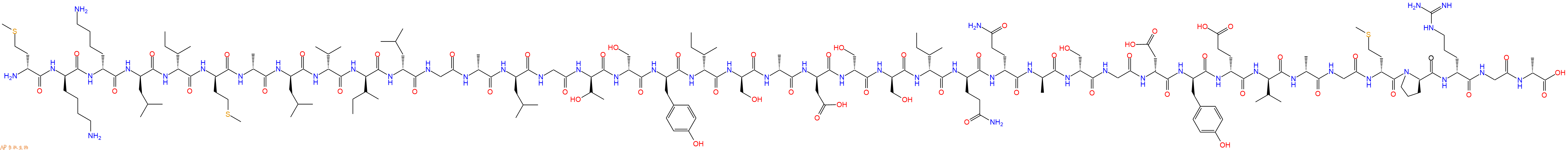 专肽生物产品H2N-DMet-DLys-DLys-DLeu-DIle-DMet-DAla-DLeu-DVal-DIle-DLeu-Gly-DAla-DLeu-Gly-DThr-DSer-DTyr-DIle-DSer-DAla-DAsp-DSer-DSer-DIle-DGln-DGln-DAla-DSer-Gly-DAsp-DTyr-DGlu-DVal-DAla-Gly-DMet-DPro-DArg-Gly-DAla-OH