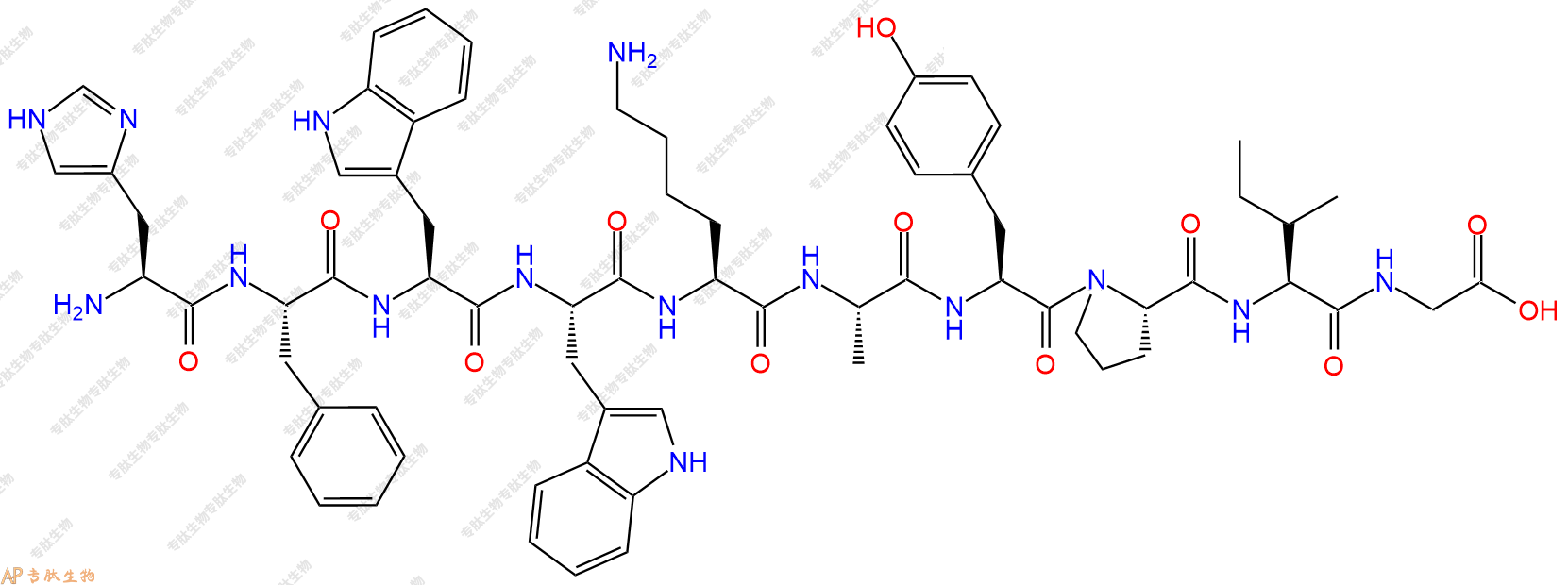 专肽生物产品H2N-His-Phe-Trp-Trp-Lys-Ala-Tyr-Pro-Ile-Gly-OH