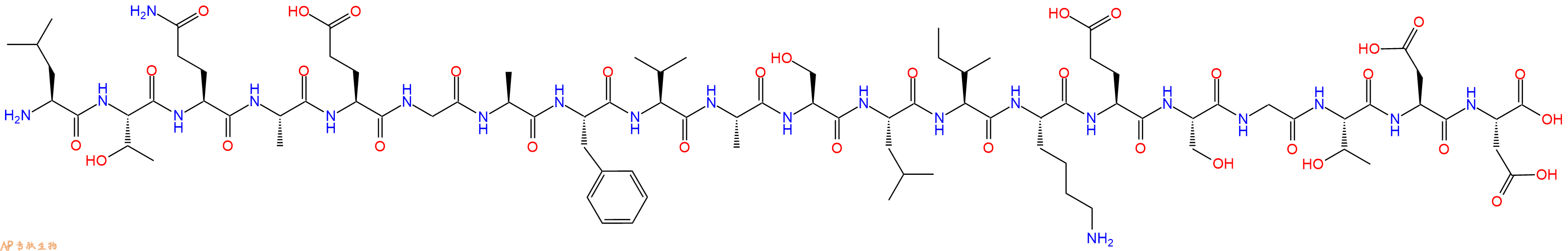 专肽生物产品H2N-Leu-Thr-Gln-Ala-Glu-Gly-Ala-Phe-Val-Ala-Ser-Leu-Ile-Lys-Glu-Ser-Gly-Thr-Asp-Asp-OH