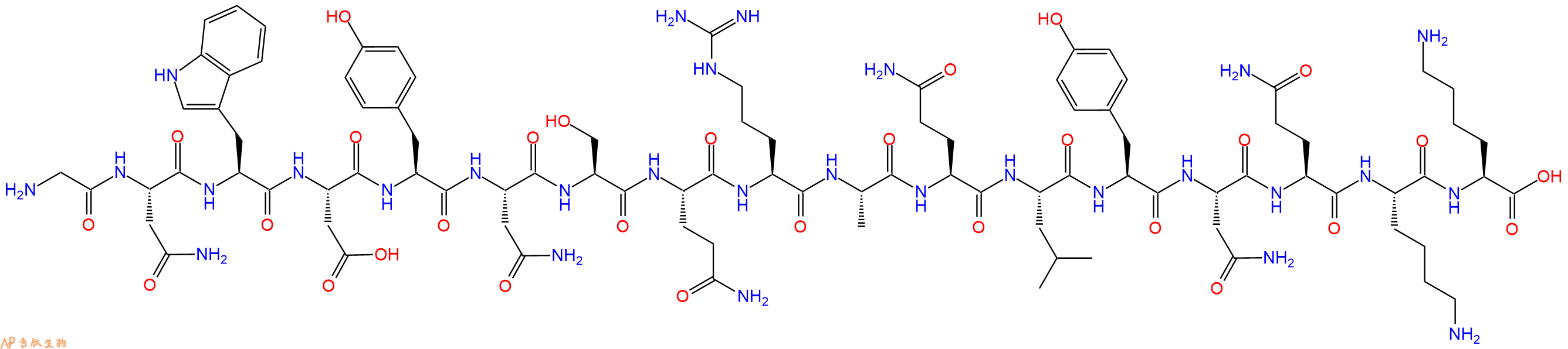 专肽生物产品H2N-Gly-Asn-Trp-Asp-Tyr-Asn-Ser-Gln-Arg-Ala-Gln-Leu-Tyr-Asn-Gln-Lys-Lys-OH