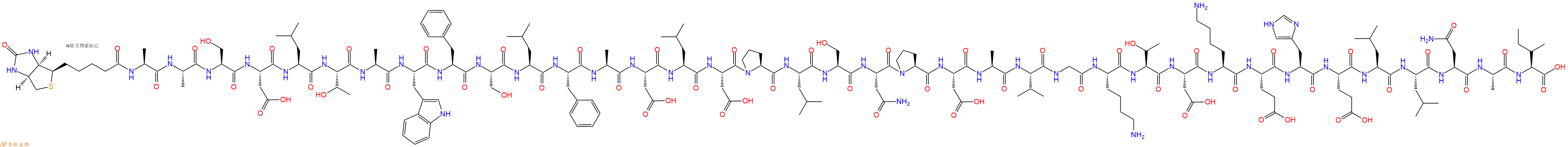 专肽生物产品Biotinyl-Ala-Ala-Ser-Asp-Leu-Thr-Ala-Trp-Phe-Ser-Leu-Phe-Ala-Asp-Leu-Asp-Pro-Leu-Ser-Asn-Pro-Asp-Ala-Val-Gly-Lys-Thr-Asp-Lys-Glu-His-Glu-Leu-Leu-Asn-Ala-Ile-OH