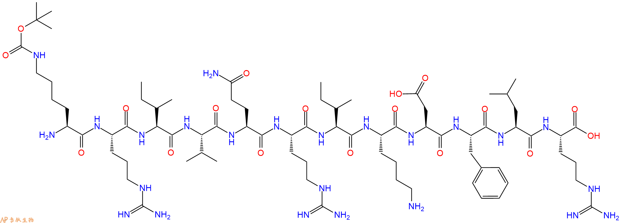专肽生物产品H2N-Lys(Boc)-Arg-Ile-Val-Gln-Arg-Ile-Lys-Asp-Phe-Leu-Arg-OH