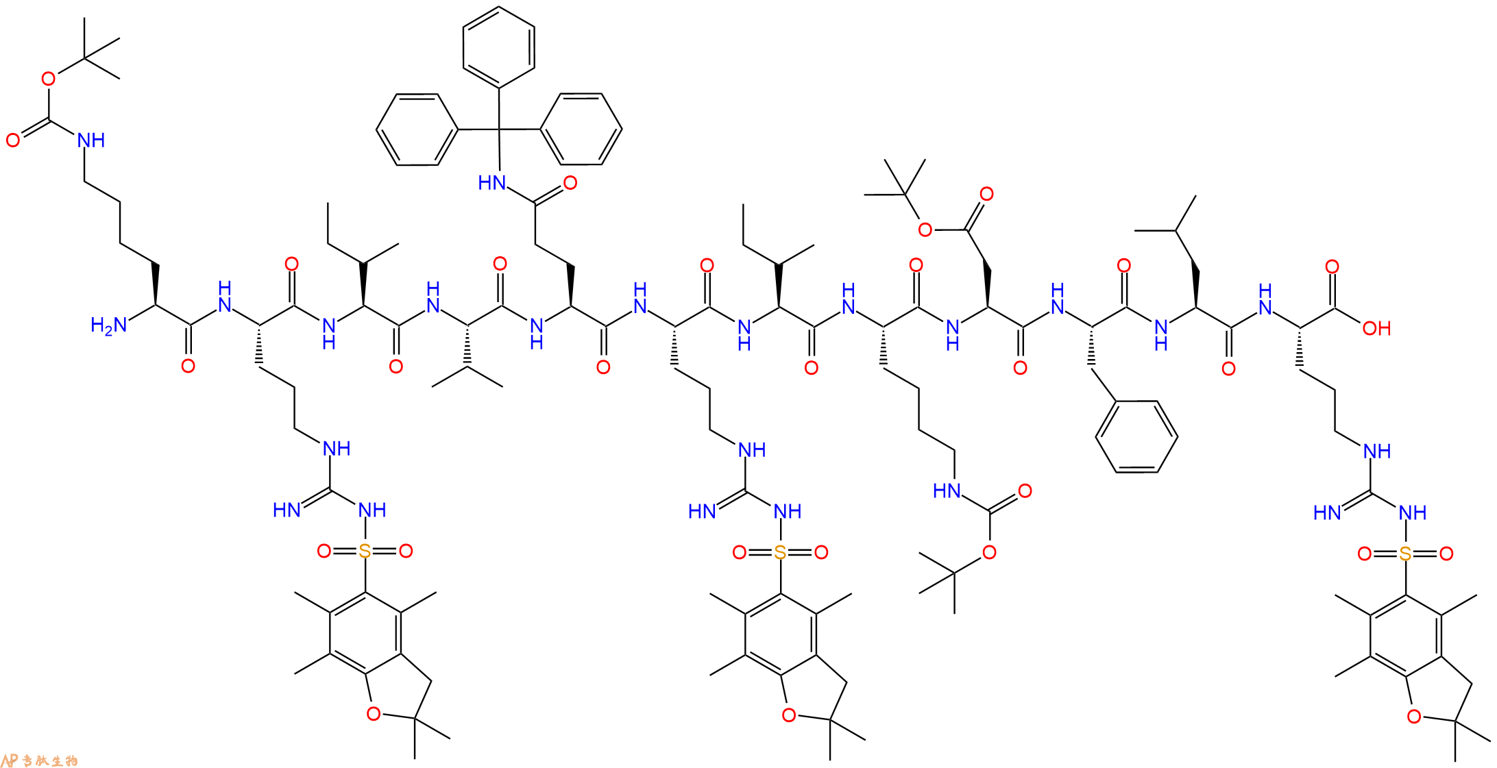 专肽生物产品H2N-Lys(Boc)-Arg(Pbf)-Ile-Val-Gln(Trt)-Arg(Pbf)-Ile-Lys(Boc)-Asp(OtBu)-Phe-Leu-Arg(Pbf)-OH