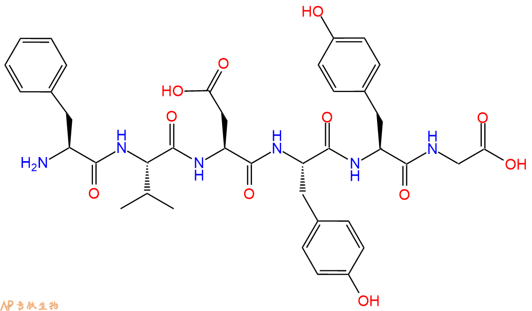 专肽生物产品H2N-Phe-Val-Asp-Tyr-Tyr-Gly-OH