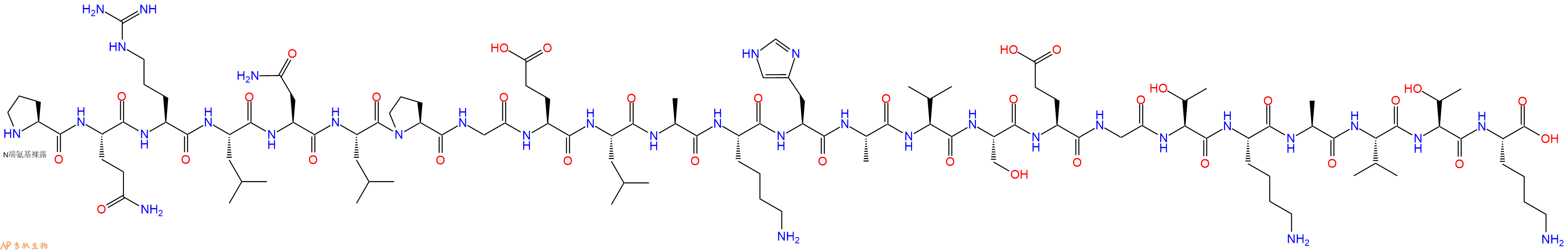 专肽生物产品H2N-Pro-Gln-Arg-Leu-Asn-Leu-Pro-Gly-Glu-Leu-Ala-Lys-His-Ala-Val-Ser-Glu-Gly-Thr-Lys-Ala-Val-Thr-Lys-OH