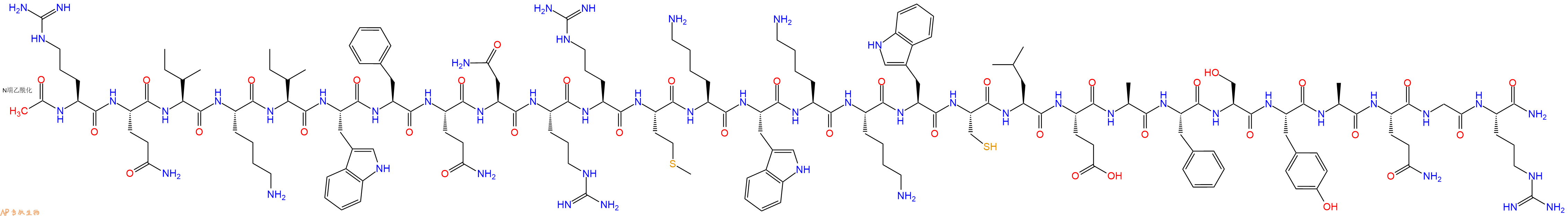 专肽生物产品Ac-Arg-Gln-Ile-Lys-Ile-Trp-Phe-Gln-Asn-Arg-Arg-Met-Lys-Trp-Lys-Lys-Trp-Cys-Leu-Glu-Ala-Phe-Ser-Tyr-Ala-Gln-Gly-Arg-NH2