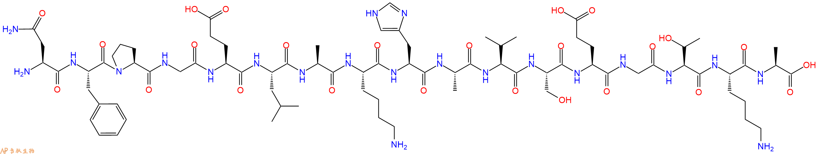 专肽生物产品H2N-Asn-Phe-Pro-Gly-Glu-Leu-Ala-Lys-His-Ala-Val-Ser-Glu-Gly-Thr-Lys-Ala-OH