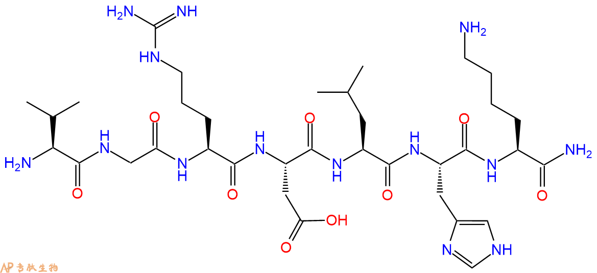 专肽生物产品H2N-Val-Gly-Arg-Asp-Leu-His-Lys-NH2