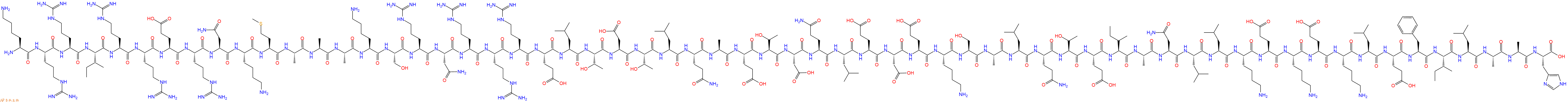 专肽生物产品H2N-Lys-Arg-Arg-Ile-Arg-Arg-Glu-Arg-Asn-Lys-Met-Ala-Ala-Ala-Lys-Ser-Arg-Asn-Arg-Arg-Arg-Glu-Leu-Thr-Asp-Thr-Leu-Gln-Ala-Glu-Thr-Asp-Gln-Leu-Glu-Asp-Glu-Lys-Ser-Ala-Leu-Gln-Thr-Glu-Ile-Ala-Asn-Leu-Leu-Lys-Glu-Lys-Glu-Lys-Leu-Glu-Phe-Ile-Leu-Ala-Ala-His-OH