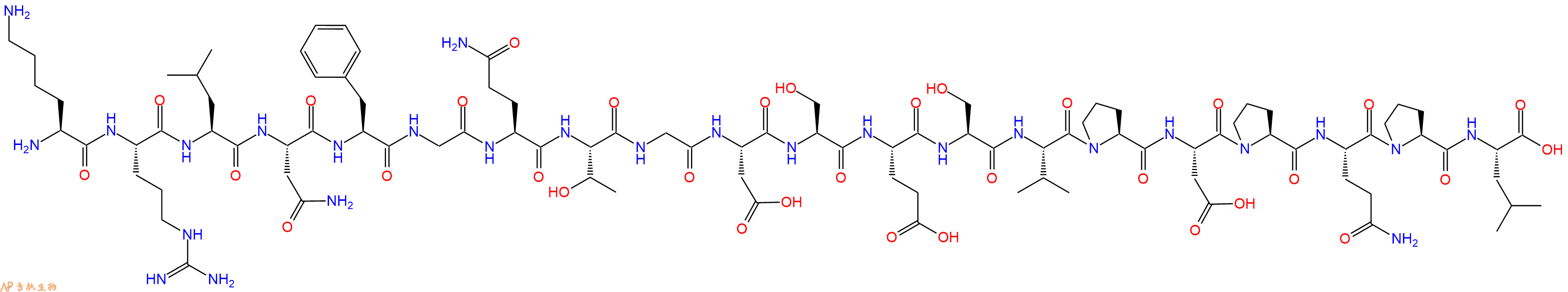 专肽生物产品H2N-Lys-Arg-Leu-Asn-Phe-Gly-Gln-Thr-Gly-Asp-Ser-Glu-Ser-Val-Pro-Asp-Pro-Gln-Pro-Leu-OH