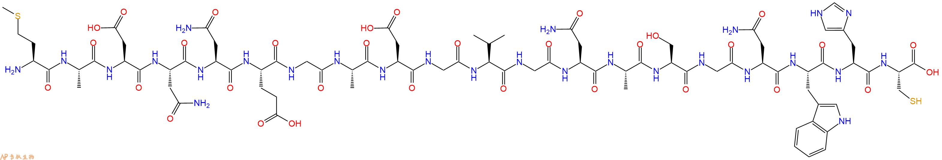 专肽生物产品H2N-Met-Ala-Asp-Asn-Asn-Glu-Gly-Ala-Asp-Gly-Val-Gly-Asn-Ala-Ser-Gly-Asn-Trp-His-Cys-OH