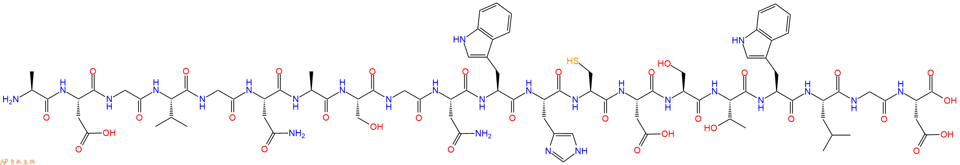 专肽生物产品H2N-Ala-Asp-Gly-Val-Gly-Asn-Ala-Ser-Gly-Asn-Trp-His-Cys-Asp-Ser-Thr-Trp-Leu-Gly-Asp-OH