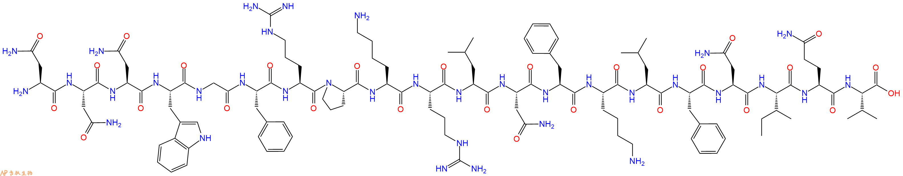 专肽生物产品H2N-Asn-Asn-Asn-Trp-Gly-Phe-Arg-Pro-Lys-Arg-Leu-Asn-Phe-Lys-Leu-Phe-Asn-Ile-Gln-Val-OH