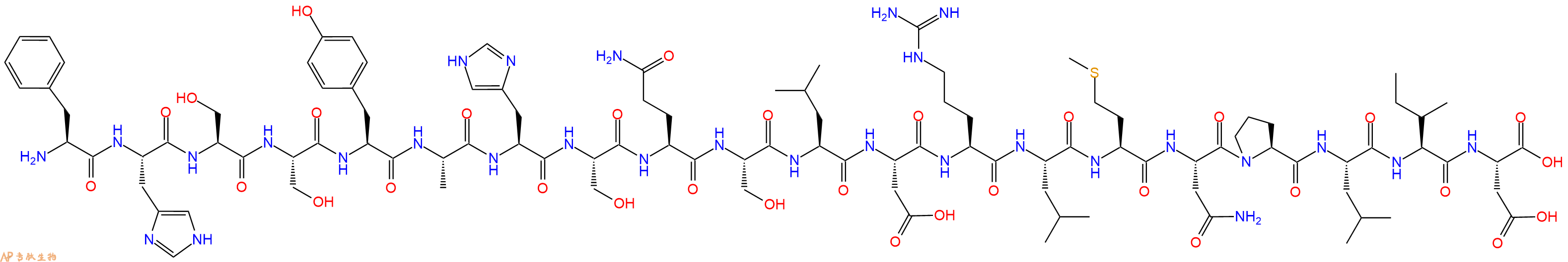 专肽生物产品H2N-Phe-His-Ser-Ser-Tyr-Ala-His-Ser-Gln-Ser-Leu-Asp-Arg-Leu-Met-Asn-Pro-Leu-Ile-Asp-OH