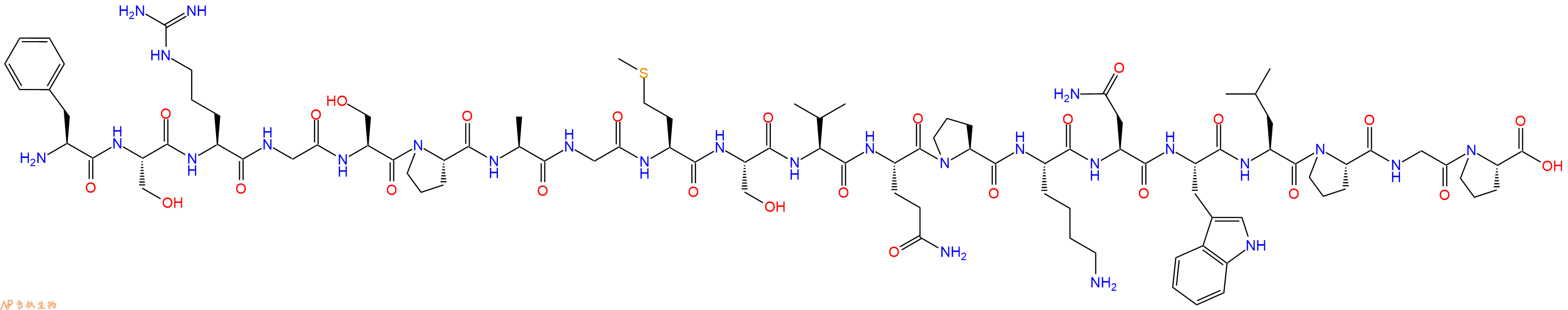 专肽生物产品H2N-Phe-Ser-Arg-Gly-Ser-Pro-Ala-Gly-Met-Ser-Val-Gln-Pro-Lys-Asn-Trp-Leu-Pro-Gly-Pro-OH