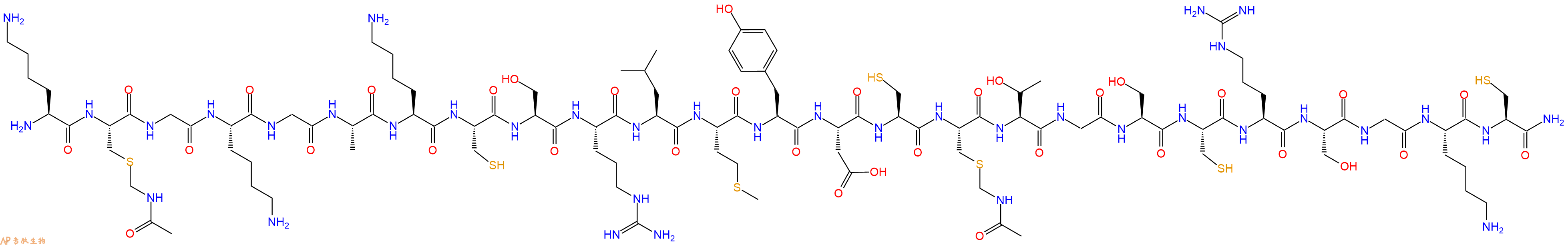 专肽生物产品H2N-Lys-Cys(Acm)-Gly-Lys-Gly-Ala-Lys-Cys-Ser-Arg-Leu-Met-Tyr-Asp-Cys-Cys(Acm)-Thr-Gly-Ser-Cys-Arg-Ser-Gly-Lys-Cys-NH2