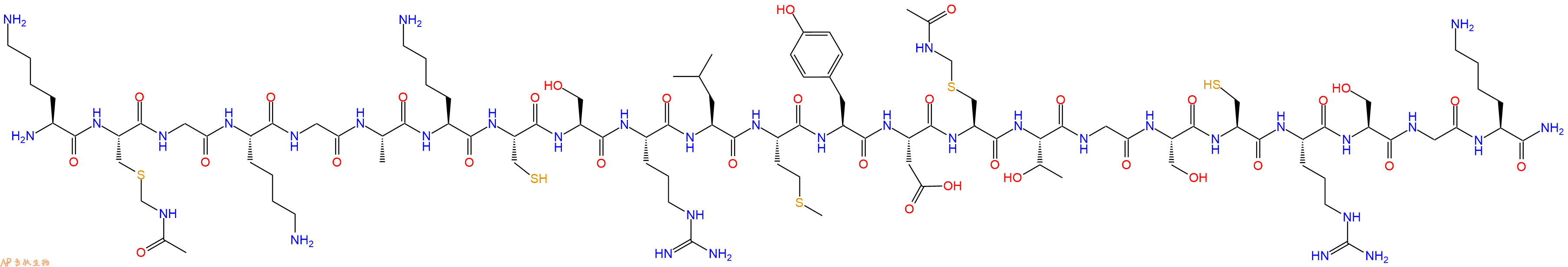 专肽生物产品H2N-Lys-Cys(Acm)-Gly-Lys-Gly-Ala-Lys-Cys-Ser-Arg-Leu-Met-Tyr-Asp-Cys(Acm)-Thr-Gly-Ser-Cys-Arg-Ser-Gly-Lys-NH2