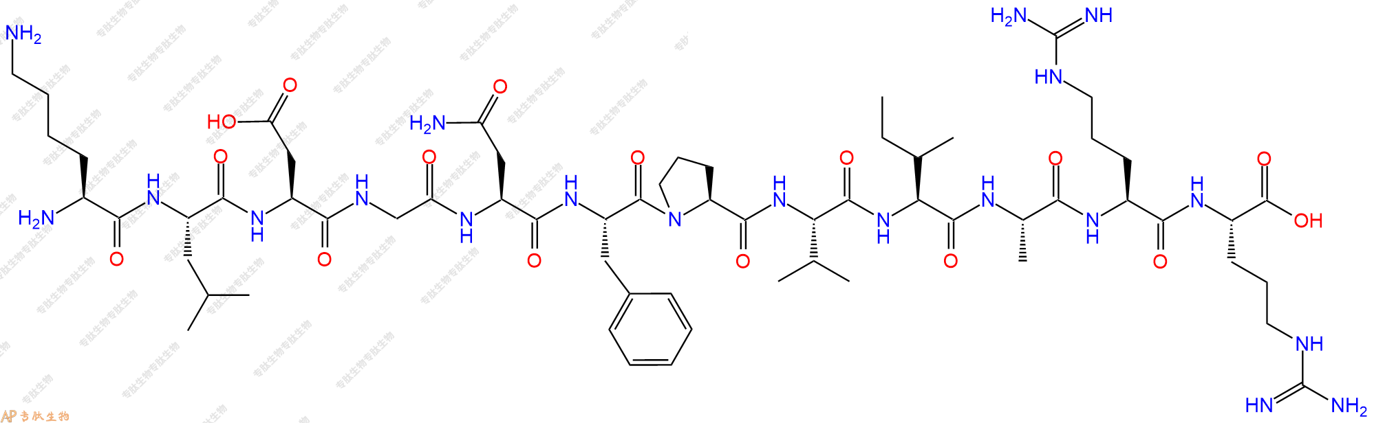 专肽生物产品H2N-Lys-Leu-Asp-Gly-Asn-Phe-Pro-Val-Ile-Ala-Arg-Arg-OH