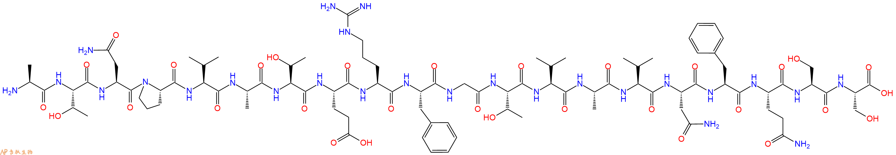专肽生物产品H2N-Ala-Thr-Asn-Pro-Val-Ala-Thr-Glu-Arg-Phe-Gly-Thr-Val-Ala-Val-Asn-Phe-Gln-Ser-Ser-OH