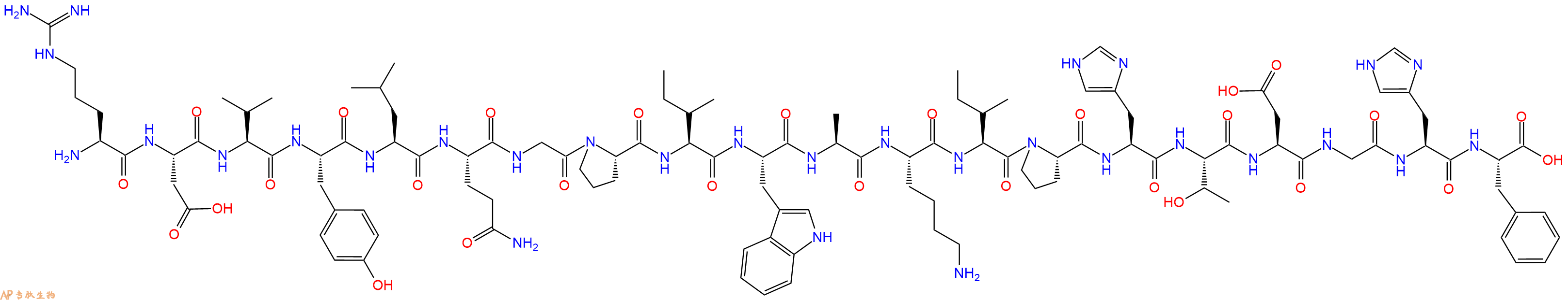 专肽生物产品H2N-Arg-Asp-Val-Tyr-Leu-Gln-Gly-Pro-Ile-Trp-Ala-Lys-Ile-Pro-His-Thr-Asp-Gly-His-Phe-OH