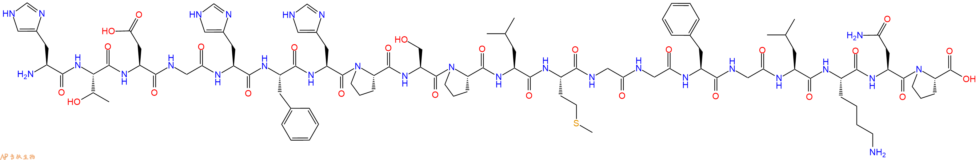 专肽生物产品H2N-His-Thr-Asp-Gly-His-Phe-His-Pro-Ser-Pro-Leu-Met-Gly-Gly-Phe-Gly-Leu-Lys-Asn-Pro-OH