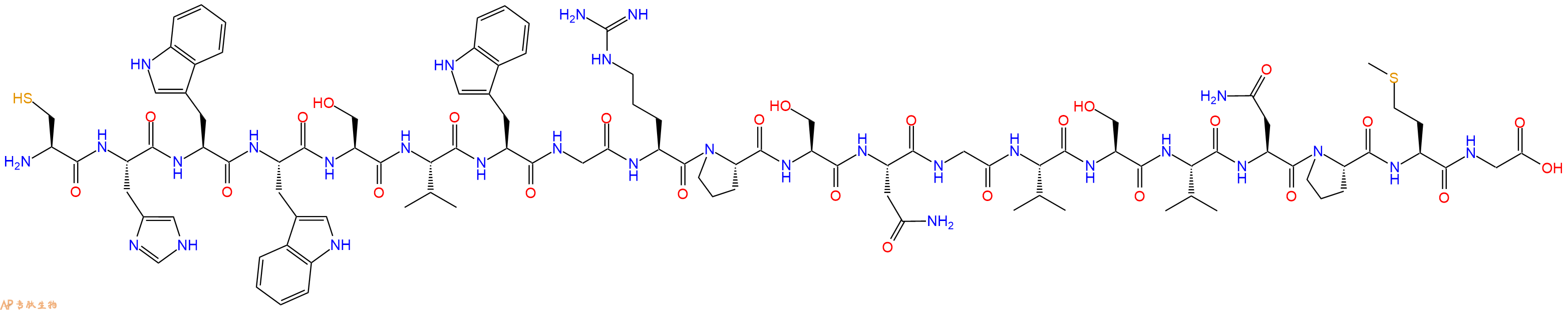 专肽生物产品H2N-Cys-His-Trp-Trp-Ser-Val-Trp-Gly-Arg-Pro-Ser-Asn-Gly-Val-Ser-Val-Asn-Pro-Met-Gly-OH