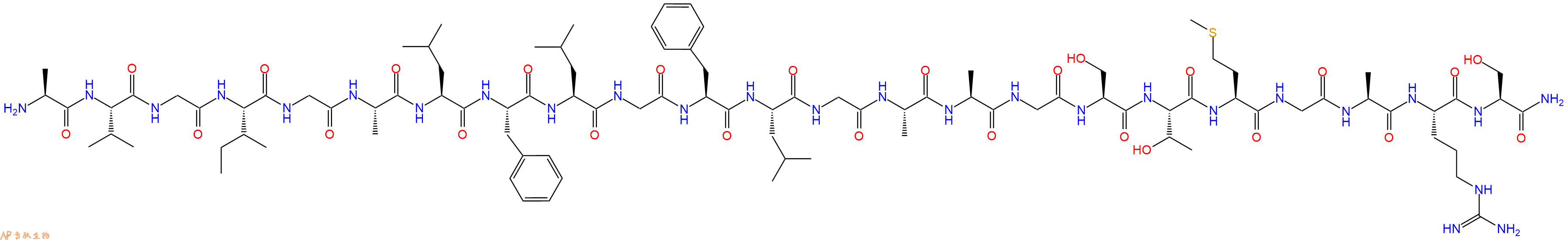 专肽生物产品H2N-Ala-Val-Gly-Ile-Gly-Ala-Leu-Phe-Leu-Gly-Phe-Leu-Gly-Ala-Ala-Gly-Ser-Thr-Met-Gly-Ala-Arg-Ser-NH2