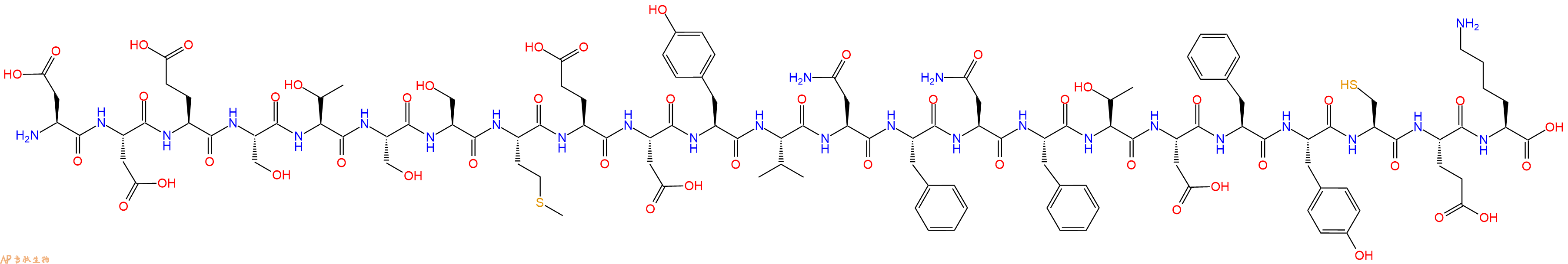 专肽生物产品H2N-Asp-Asp-Glu-Ser-Thr-Ser-Ser-Met-Glu-Asp-Tyr-Val-Asn-Phe-Asn-Phe-Thr-Asp-Phe-Tyr-Cys-Glu-Lys-OH
