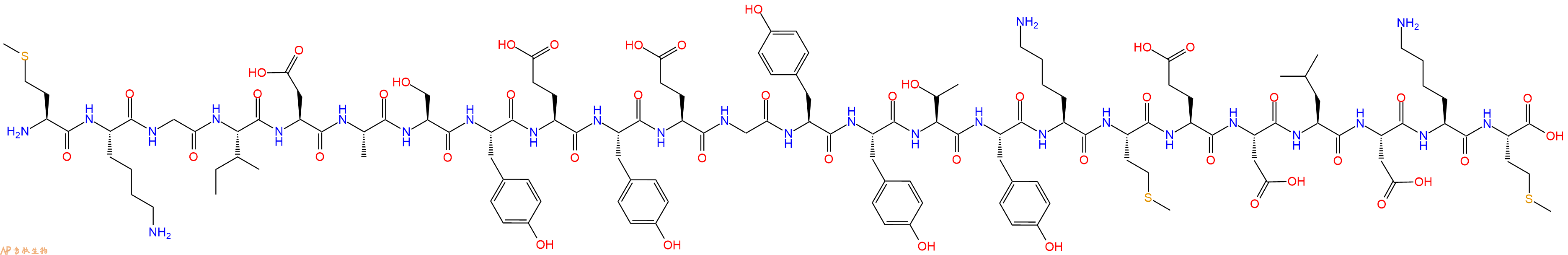 专肽生物产品H2N-Met-Lys-Gly-Ile-Asp-Ala-Ser-Tyr-Glu-Tyr-Glu-Gly-Tyr-Tyr-Thr-Tyr-Lys-Met-Glu-Asp-Leu-Asp-Lys-Met-OH