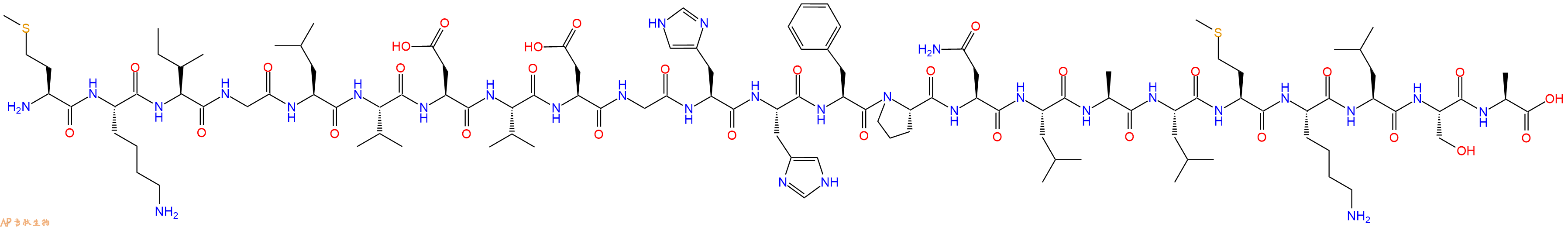 专肽生物产品H2N-Met-Lys-Ile-Gly-Leu-Val-Asp-Val-Asp-Gly-His-His-Phe-Pro-Asn-Leu-Ala-Leu-Met-Lys-Leu-Ser-Ala-OH