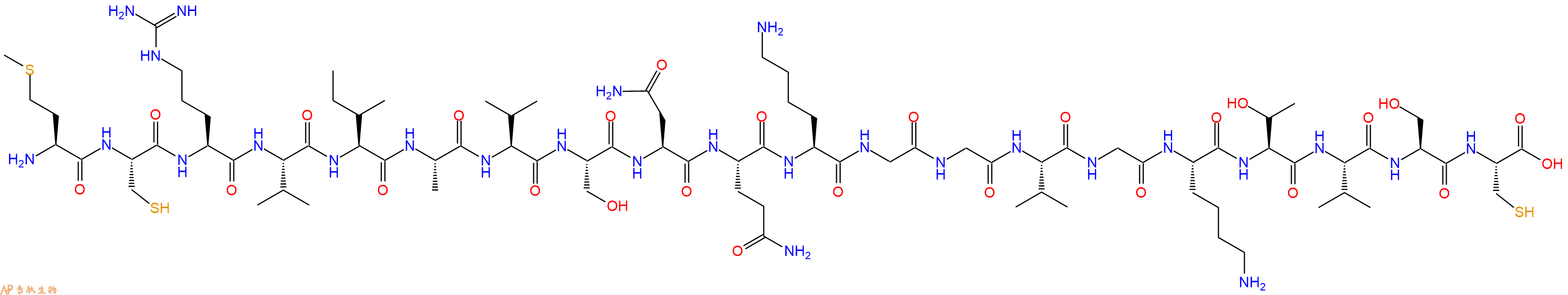 专肽生物产品H2N-Met-Cys-Arg-Val-Ile-Ala-Val-Ser-Asn-Gln-Lys-Gly-Gly-Val-Gly-Lys-Thr-Val-Ser-Cys-OH