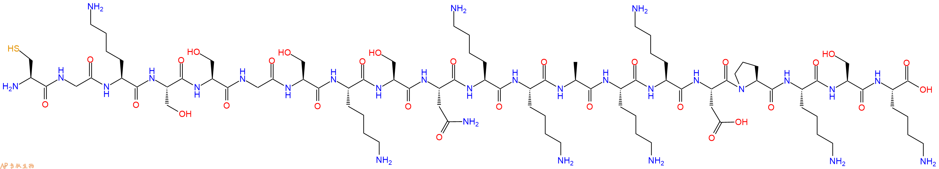 专肽生物产品H2N-Cys-Gly-Lys-Ser-Ser-Gly-Ser-Lys-Ser-Asn-Lys-Lys-Ala-Lys-Lys-Asp-Pro-Lys-Ser-Lys-OH
