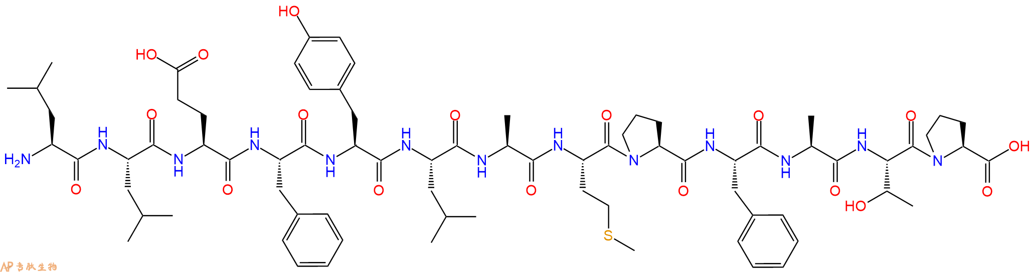 专肽生物产品H2N-Leu-Leu-Glu-Phe-Tyr-Leu-Ala-Met-Pro-Phe-Ala-Thr-Pro-OH